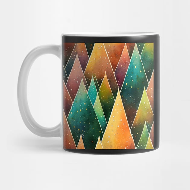 Christmas Tree Watercolor Geometric Design by VintageFlorals